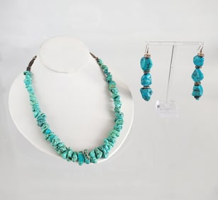 Estate Vintage Navajo Sterling Silver & Turquoise Necklace