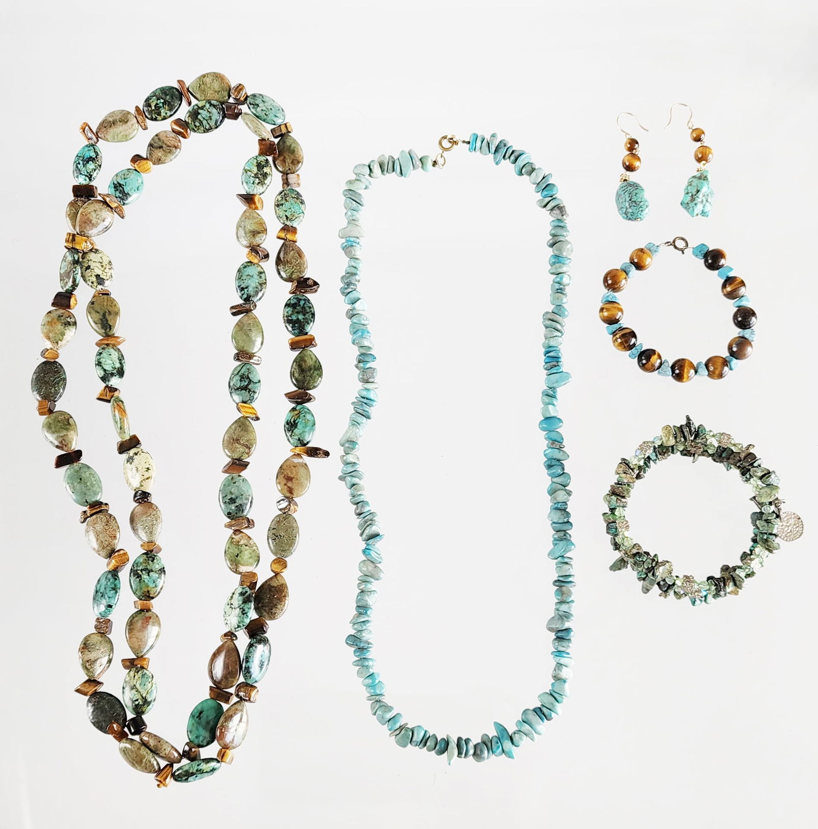 Group of Estate Vintage Turquoise, Tigers Eye & Sterling Silver Jewelry (1 of 8)