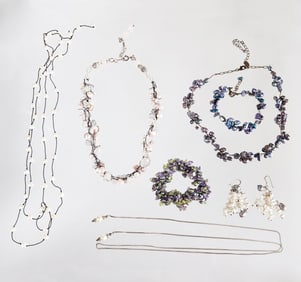 Group of Estate Vintage & Contemporary Cultured Pearl & Sterling Silver Jewelry