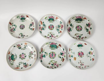 Lot of 6 Antique Chinese Famille Rose Porcelain Plates