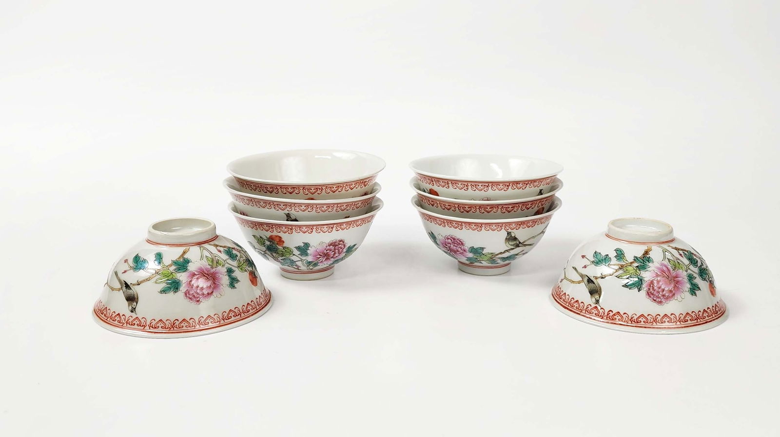 Set of 8 Chinese Export Yawan Collection Famille RosePorcelain Cups (1 of 8)