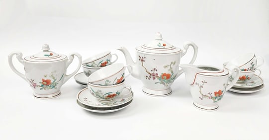 Vintage Chinese Export Jingdezhen Porcelain 17 Piece Tea Set