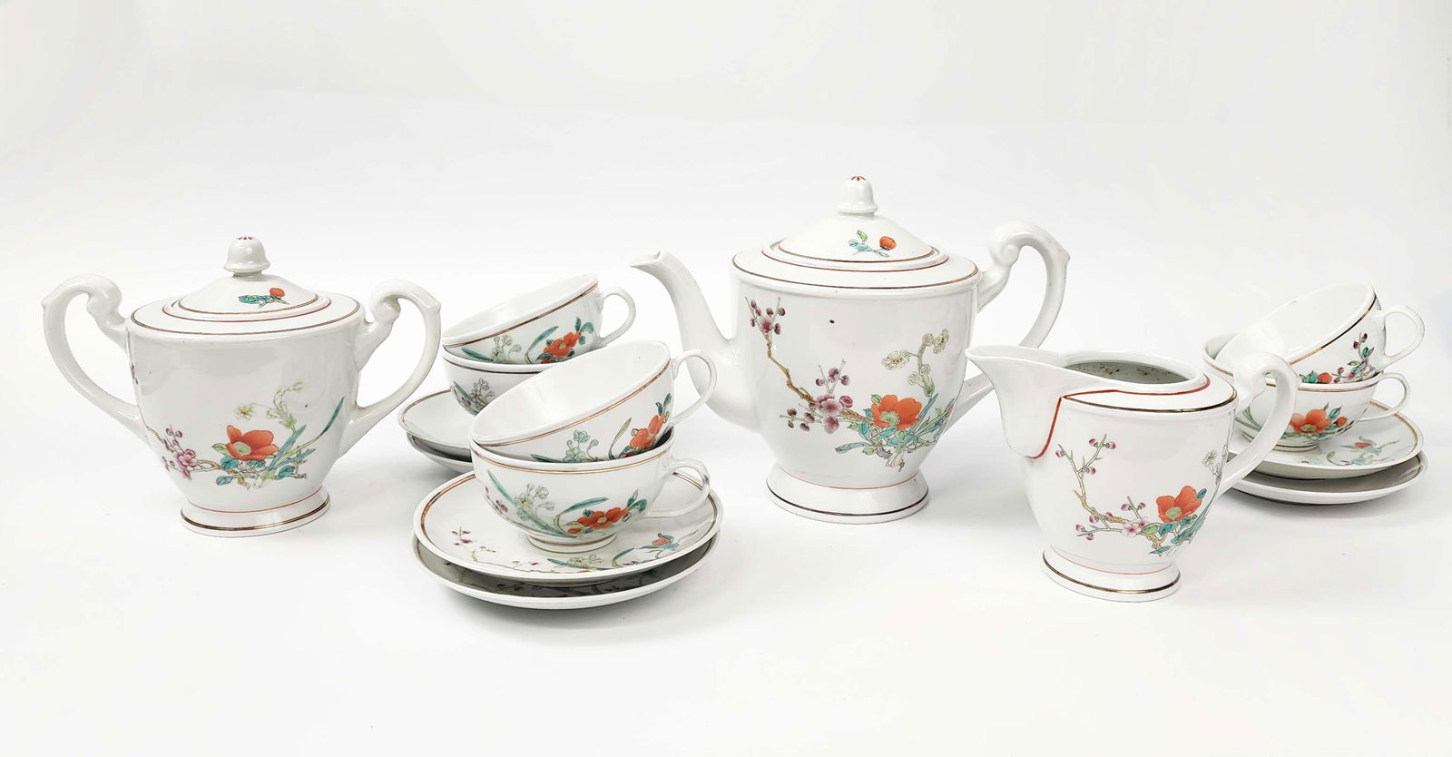 Vintage Chinese Export Jingdezhen Porcelain 17 Piece Tea Set (1 of 15)