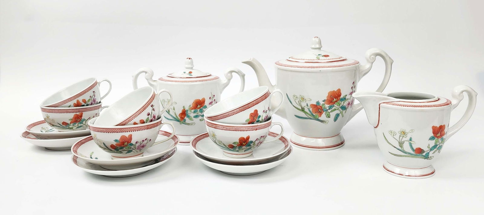 Vintage Chinese Export Jingdezhen Porcelain 17 Piece Tea Set (1 of 16)