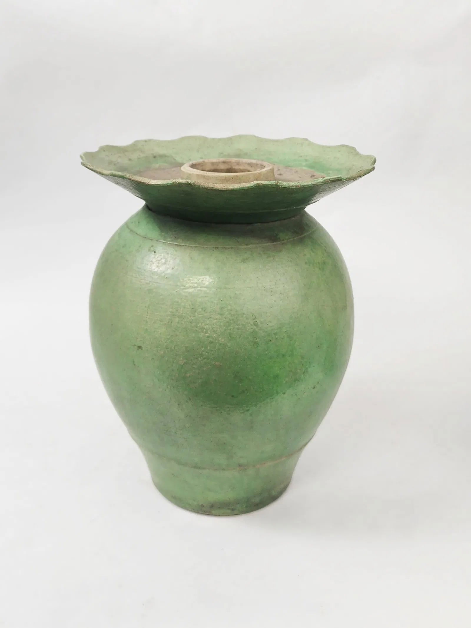 Antique Chinese Green Glazed Ceramic Lamp (1 of 9)