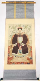 Chinese Export Ancestor Portrait Scroll Painting