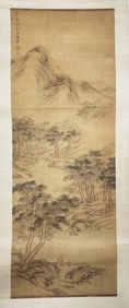 Chinese Landscape Scroll Painting on Silk