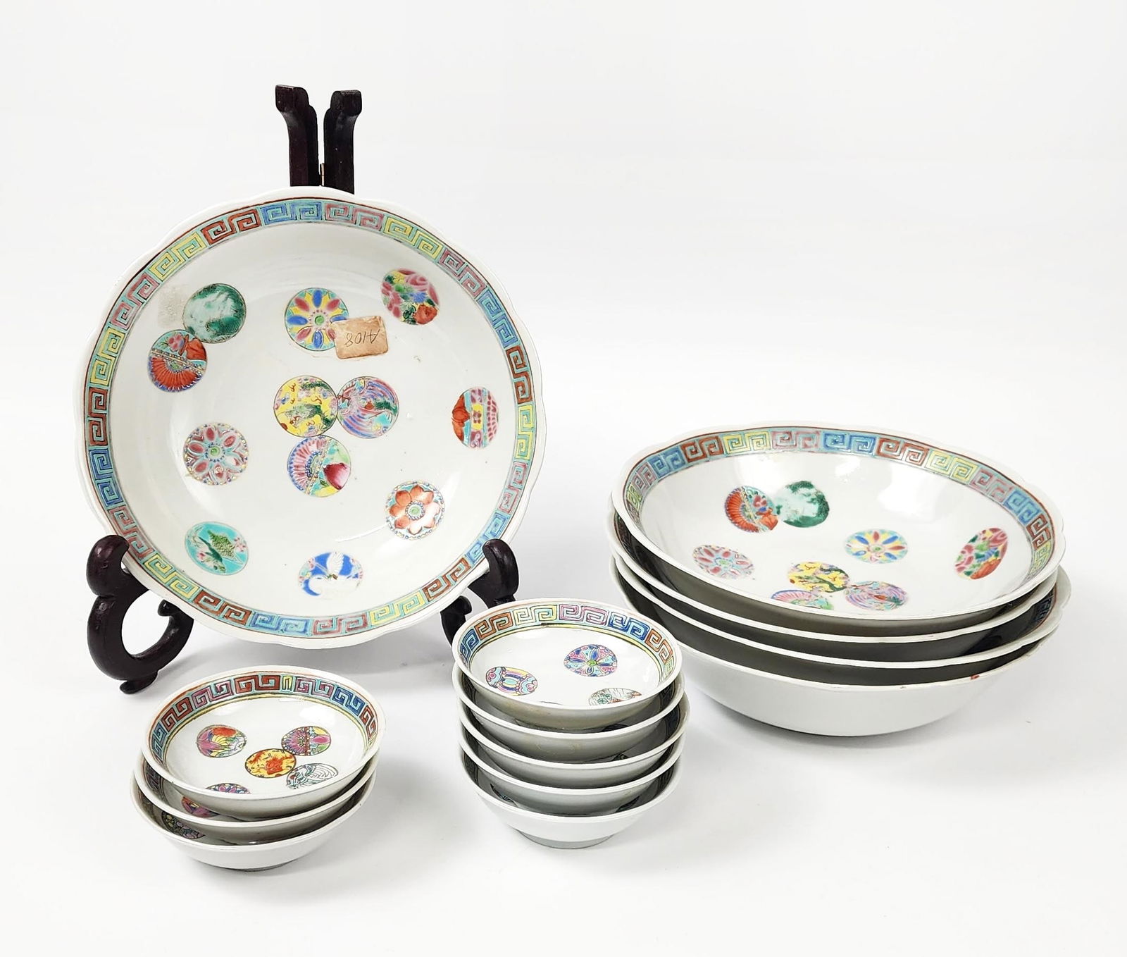 Group of 13 Chinese Famille Rose Bowls & Dishes (1 of 19)