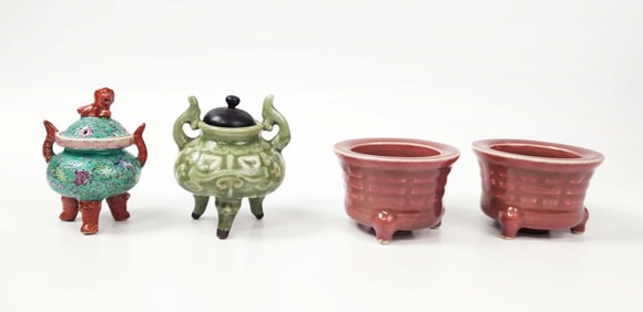 Group of 4 Chinese & JapanesePorcelain Small Censers