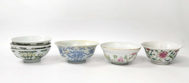 Lot of 6 Antique Chinese Porcelain Bowls