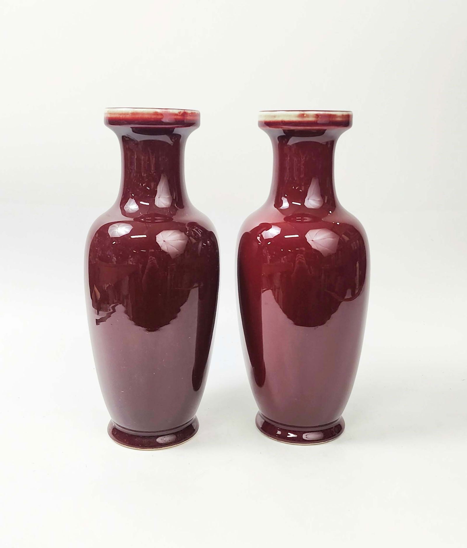 Pair of Chinese Export  Jingdezhen Copper Red Glazed Vases (1 of 6)