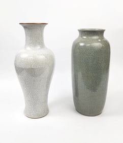 Lot of 2 Chinese Crackle Glazed Porcelain Vases