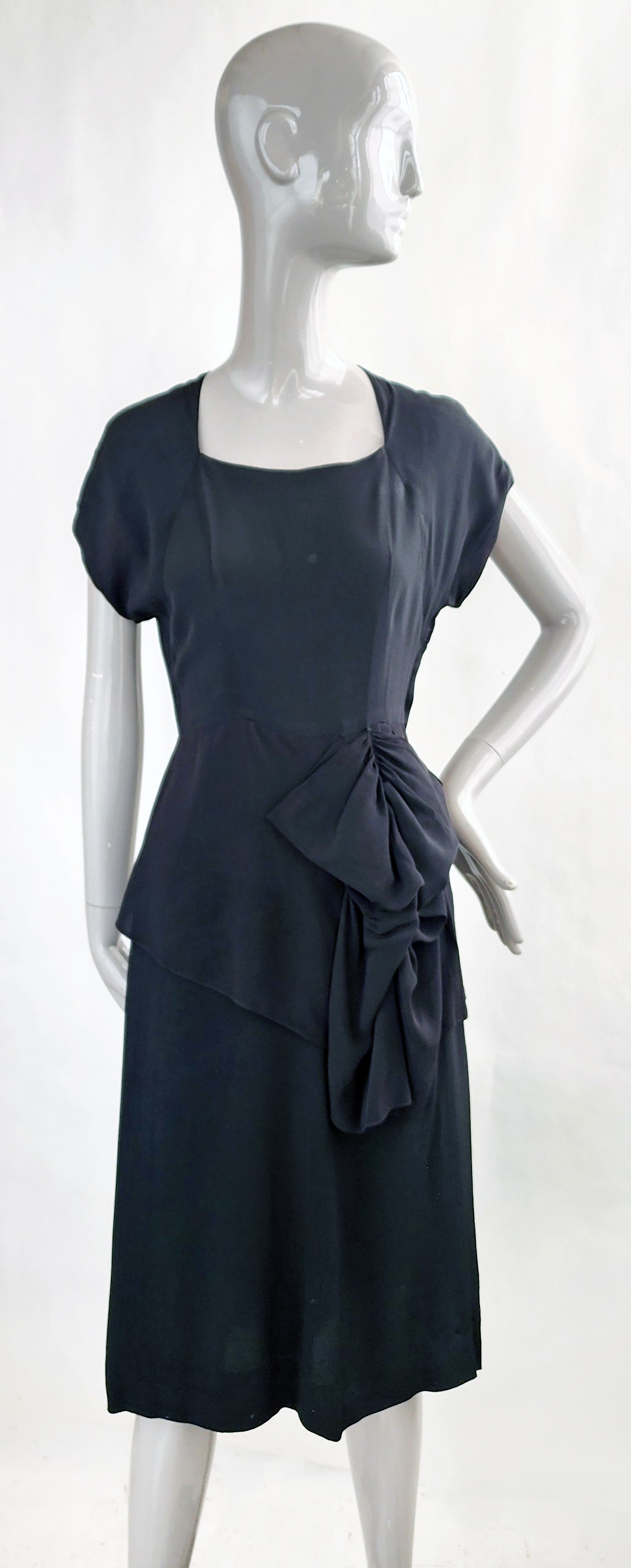 Ann Walker Original Black Rayon Dress, 1940s (1 of 5)