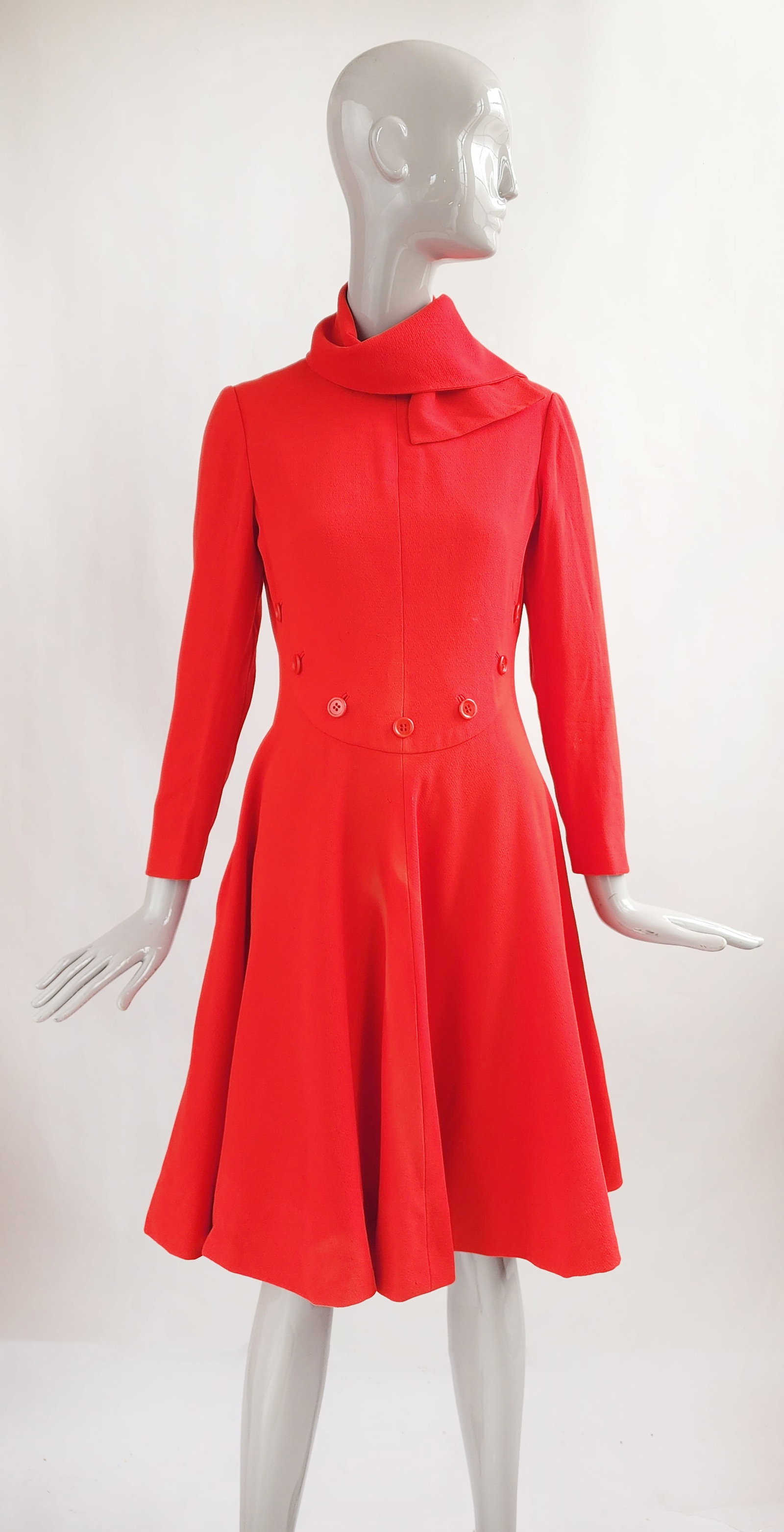 Geoffrey Beene Red Wool Dress, ca. Late 1960s (1 of 5)