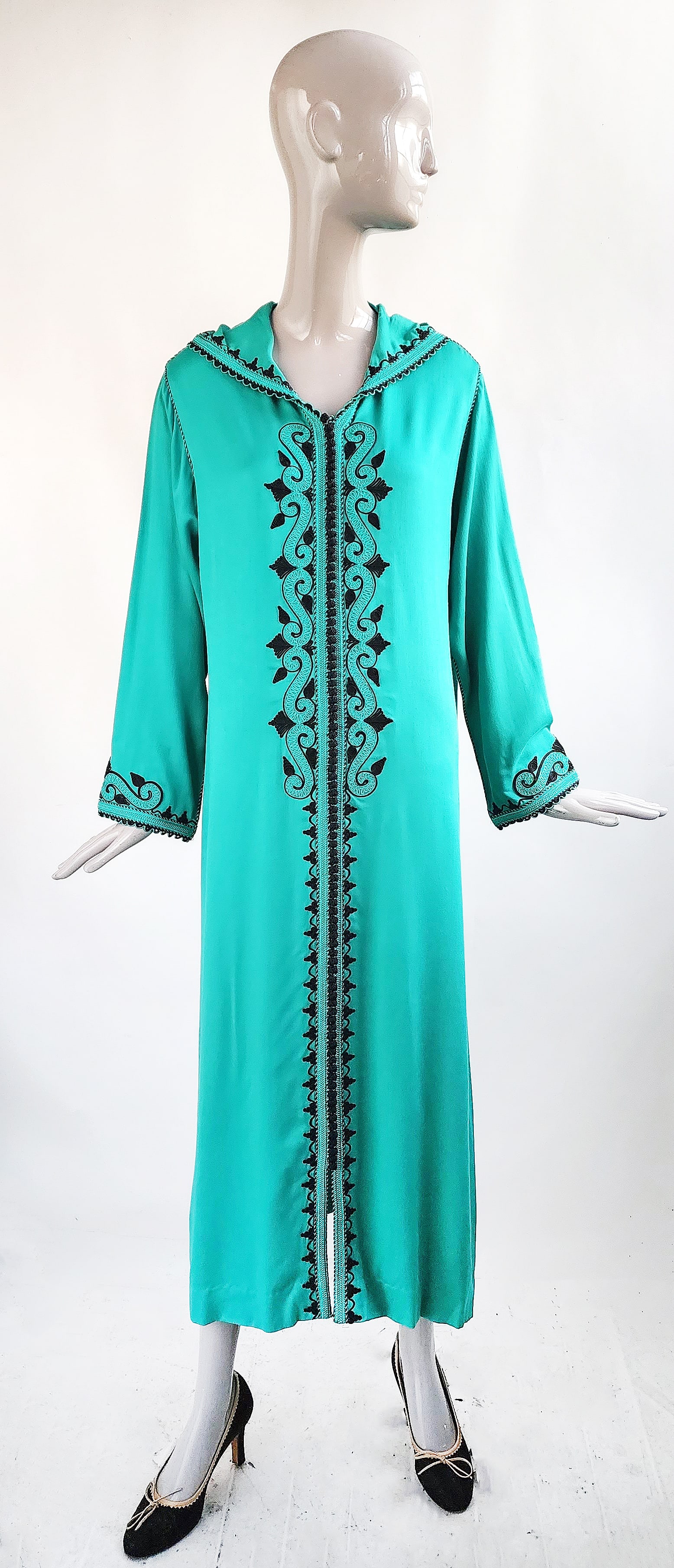 Moroccan Turquoise Caftan Dress with Soutache Embroidery (1 of 5)