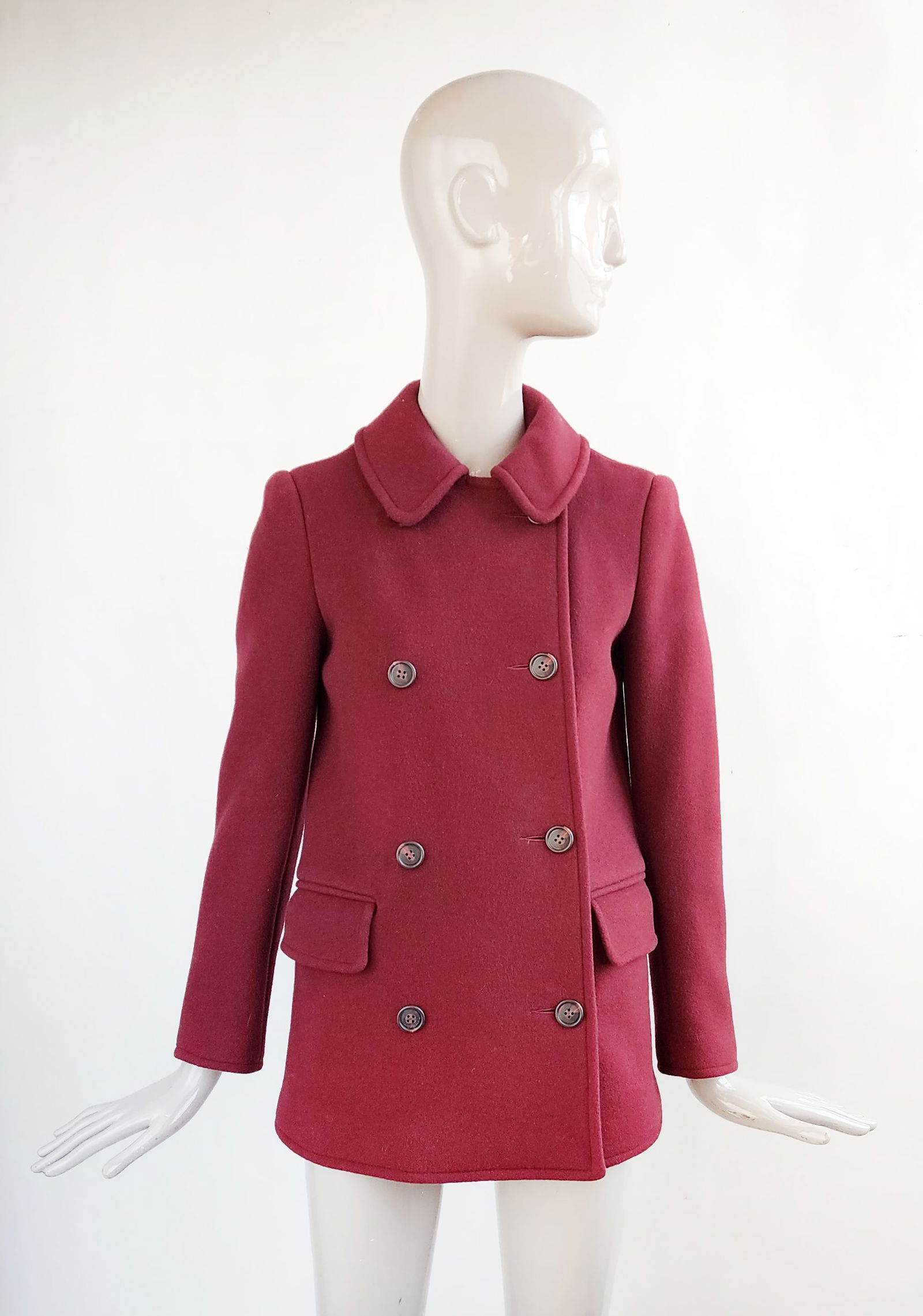 Calvin Klein Burgundy Wool Short Coat, Fall 1977 (1 of 6)
