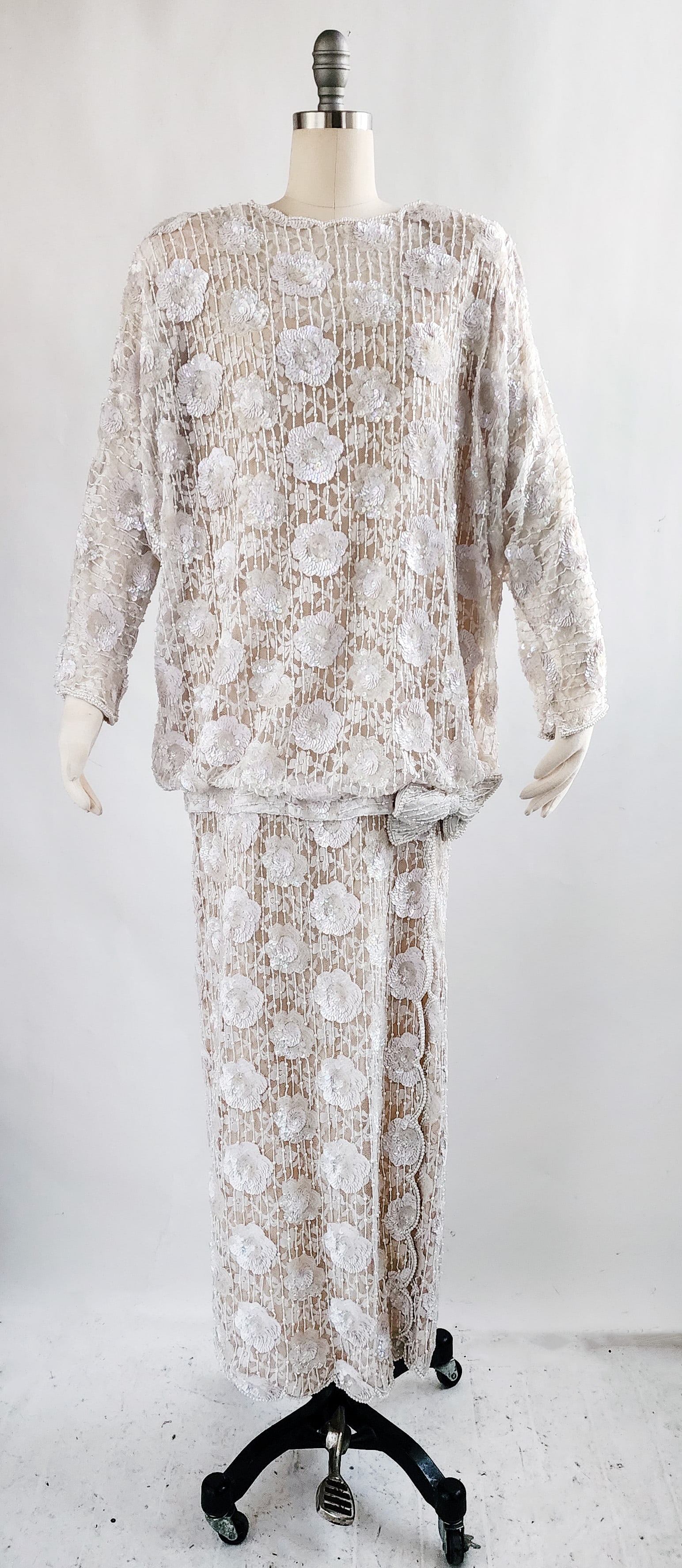 Judith Ann Creations Beaded Lace Dress, 1980s (1 of 5)