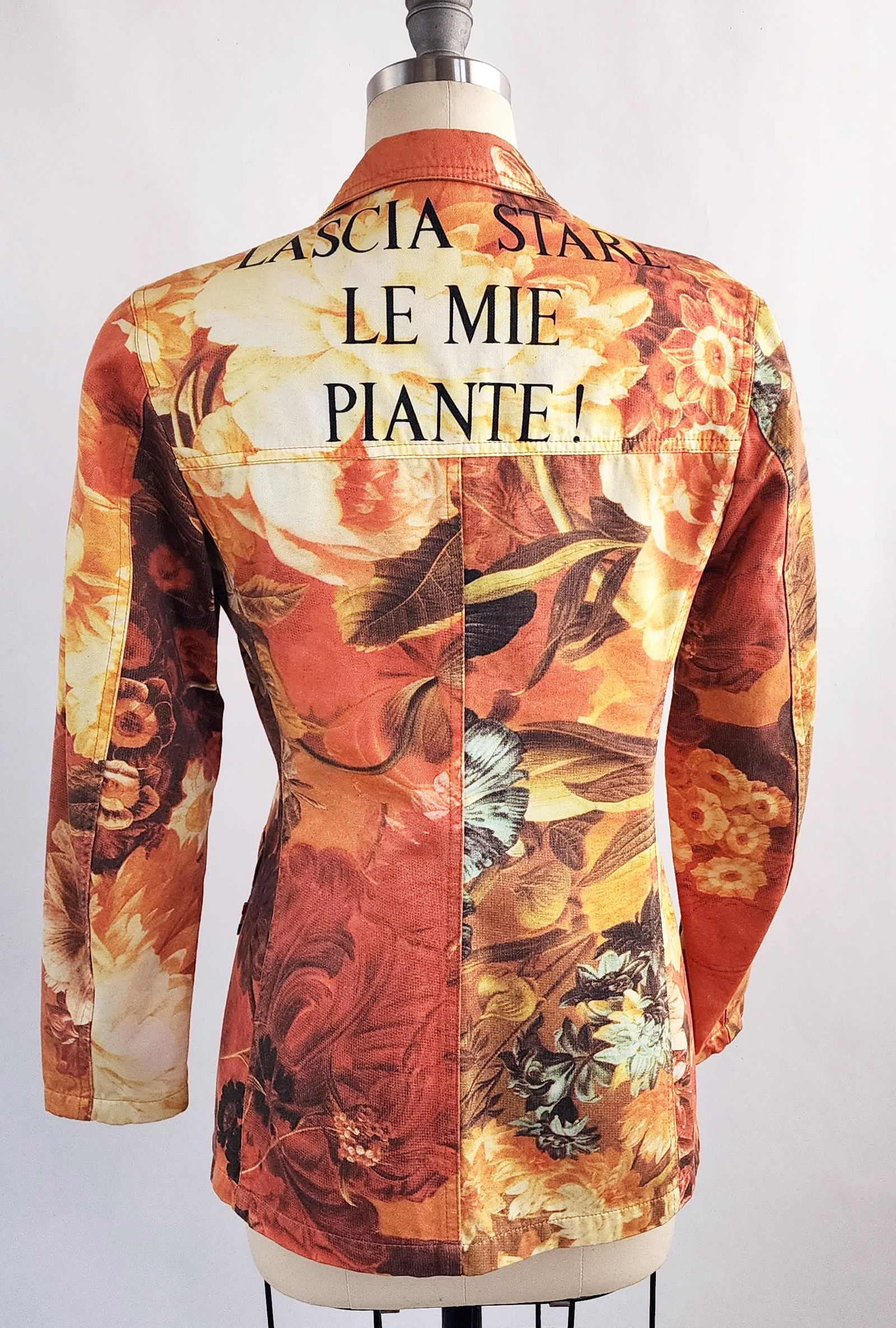 Moschino Jeans Floral Print Blazer Jacket, early 1990s: Moschino Jeans Floral Print Blazer Jacket, ca. early 1990s. Size 40IT.