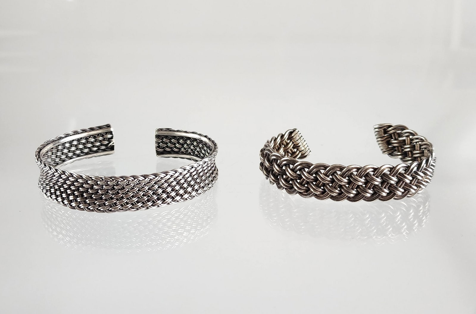 Estate Vintage Lot 2 Sterling Silver Braided Cuffs (1 of 8)