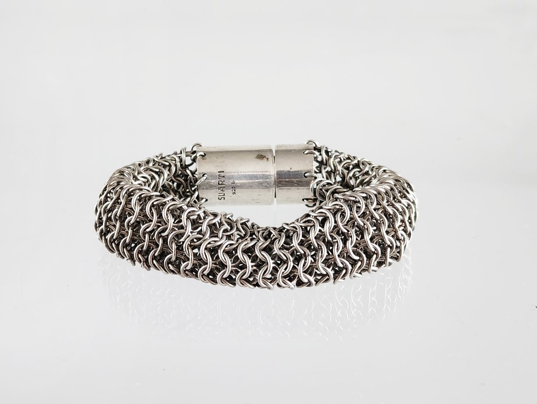 Estate Vintage Sterling Silver Chain Mail Suarti Bracelet (1 of 6)