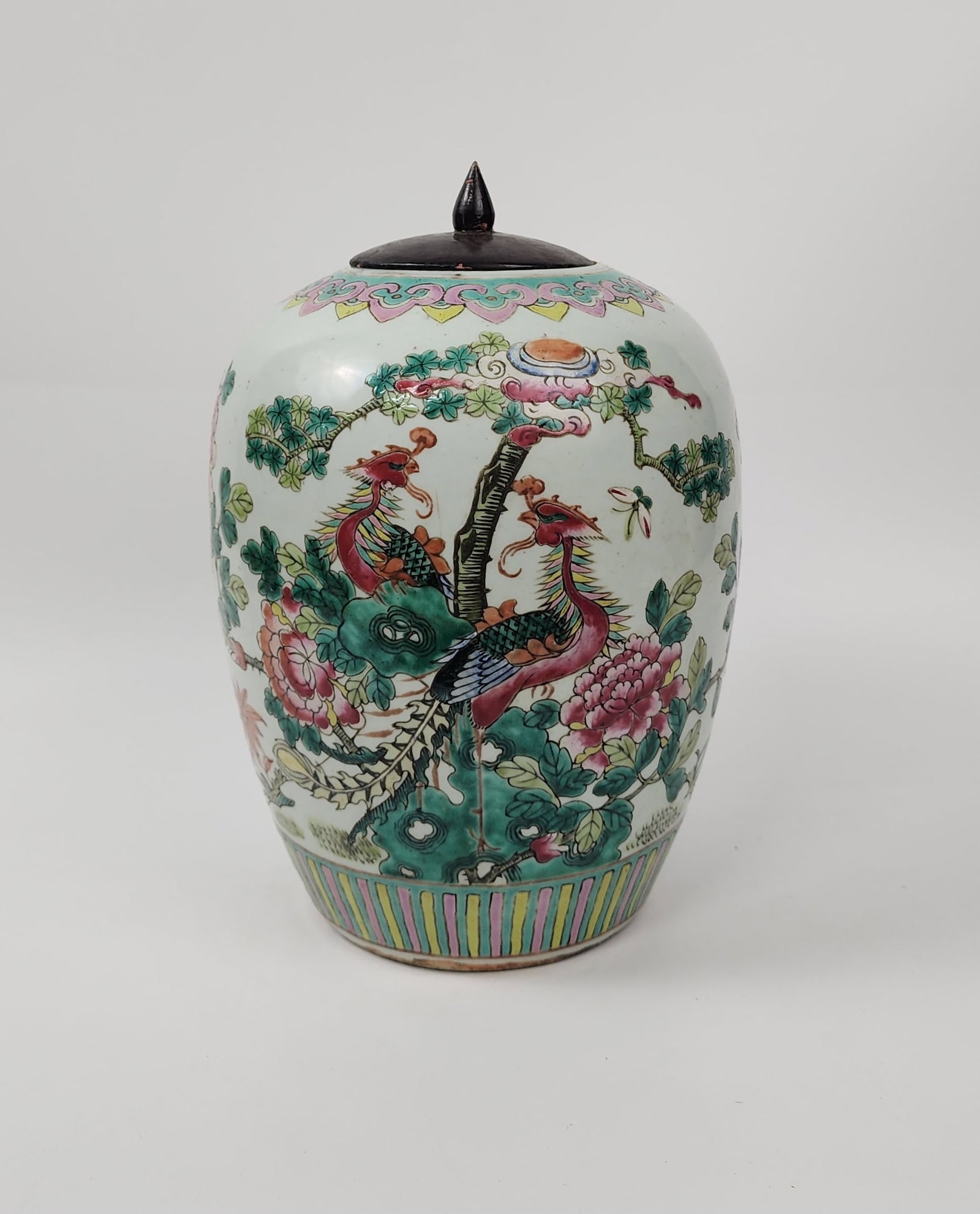 Antique Chinese Famille Rose Porcelain Ginger Jar: Antique Chinese Famille Rose Porcelain Ginger Jar, h. 10.75 inches, circa late 19th- early early 20th century. Provenance: Estate of a New York collector/ dealer. The collection assembled between earl