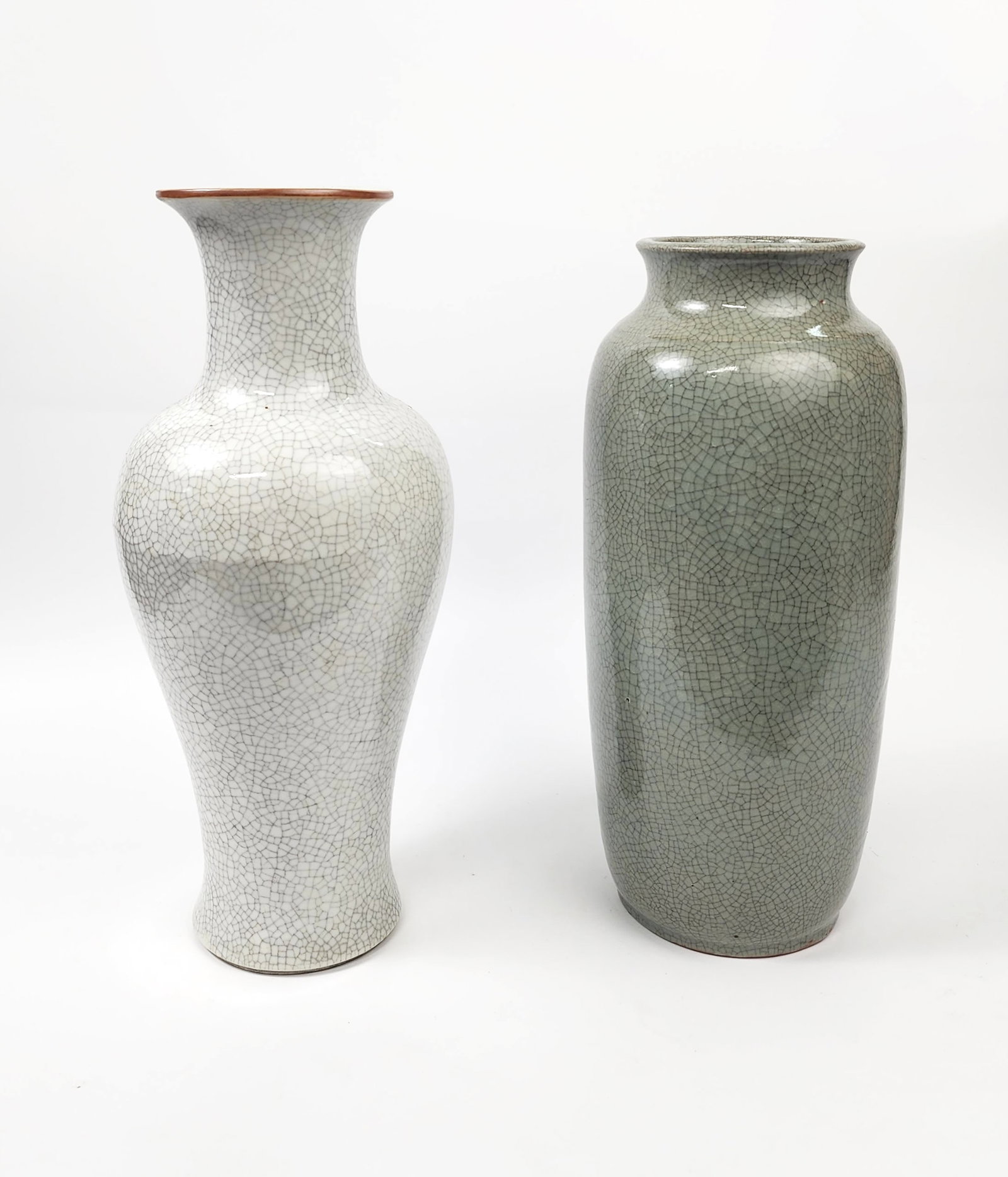 Lot of 2 Chinese Crackle Glazed Porcelain Vases (1 of 20)