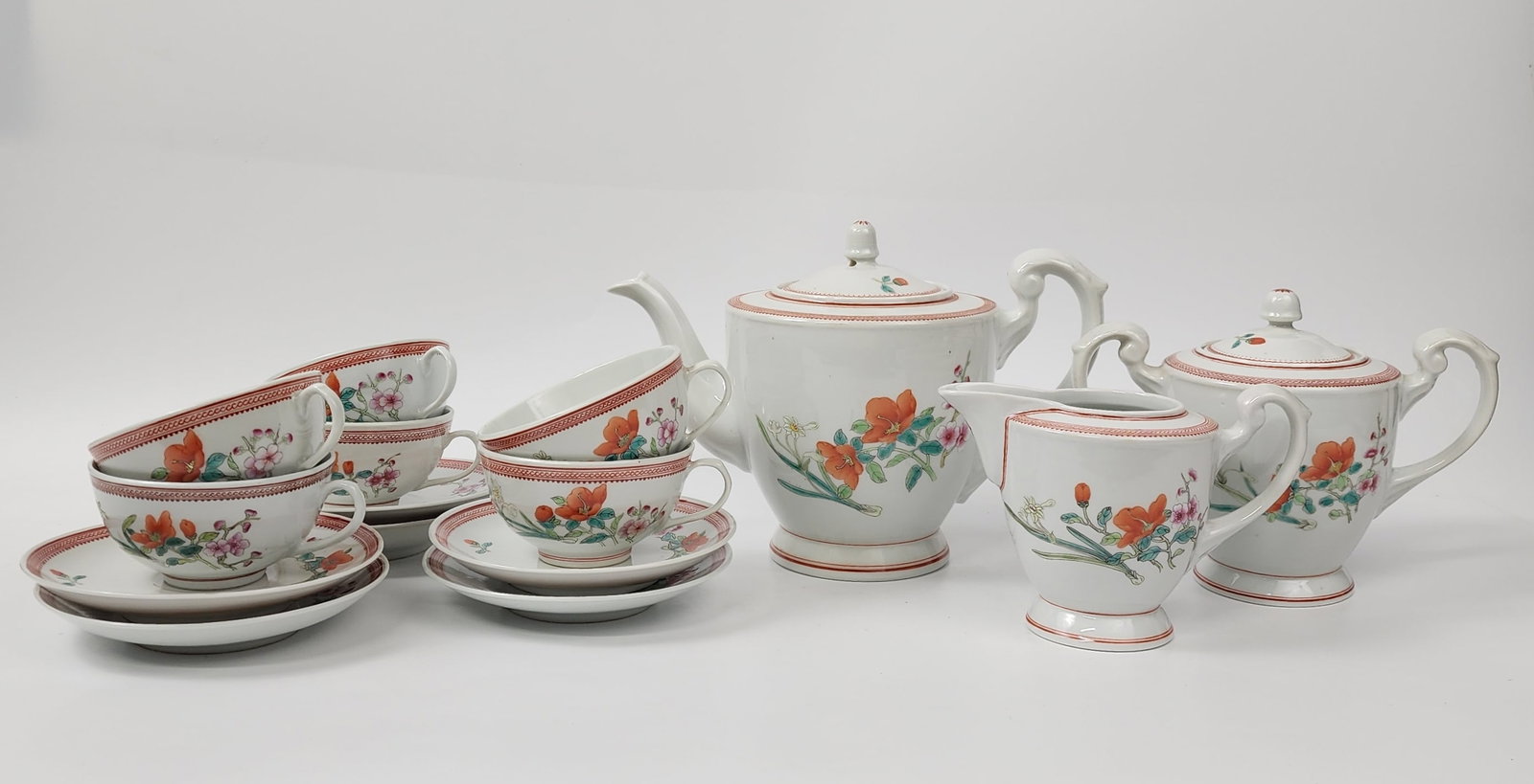 Vintage Chinese Export Jingdezhen Porcelain 17 Piece Tea Set (1 of 14)