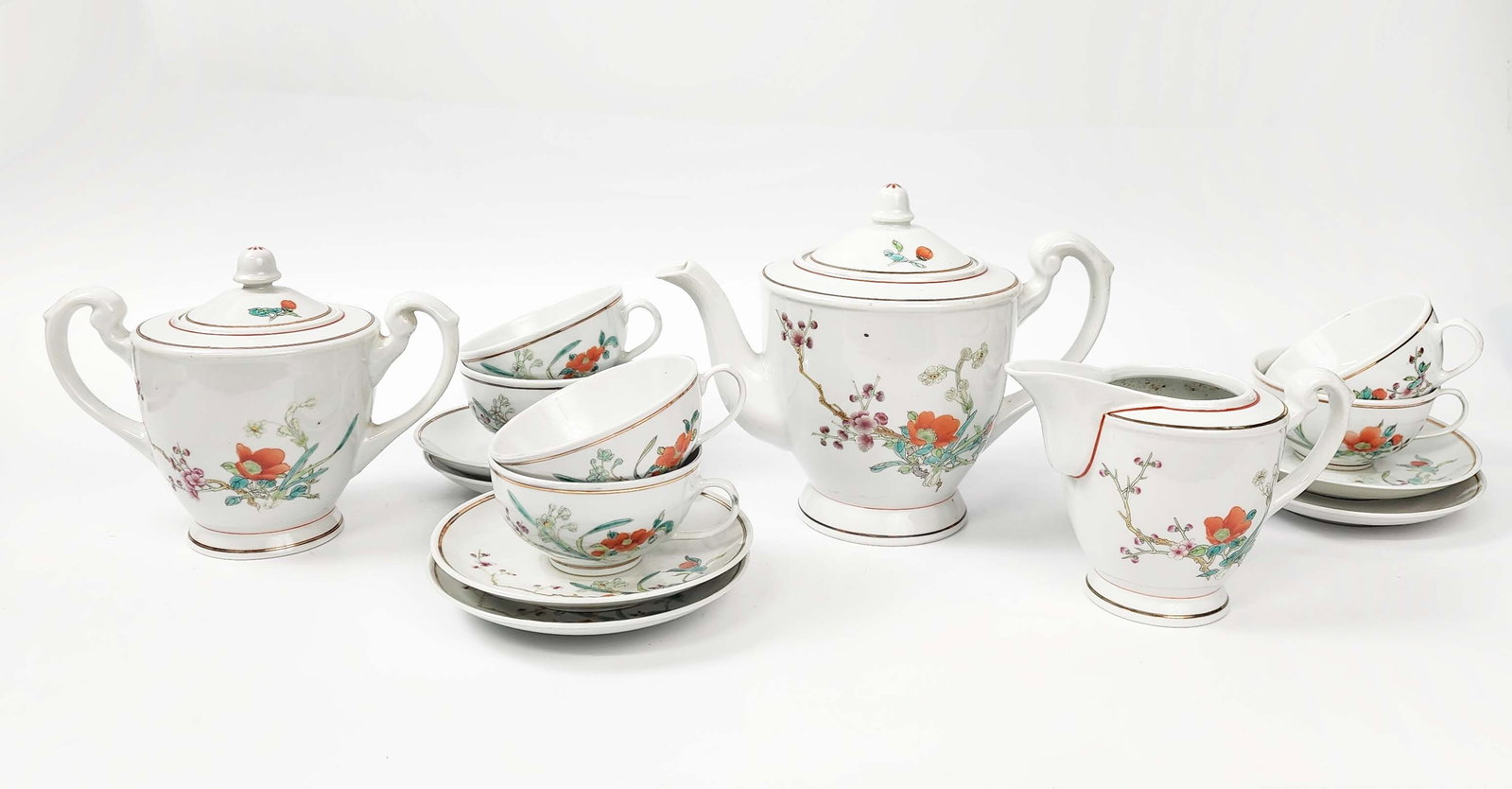 Vintage Chinese Export Jingdezhen Porcelain 17 Piece Tea Set (1 of 9)