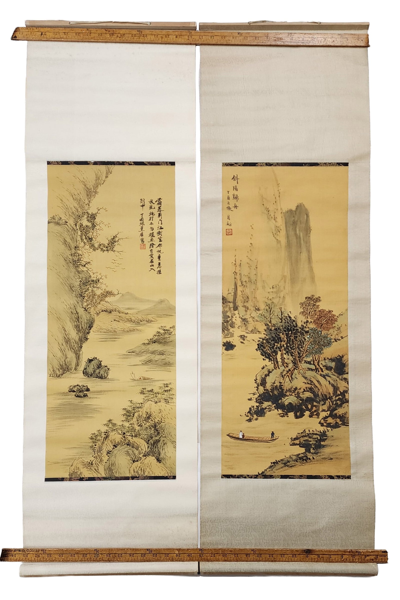 Lot lof 2 Chinese Landscape Scroll Paintings (1 of 9)