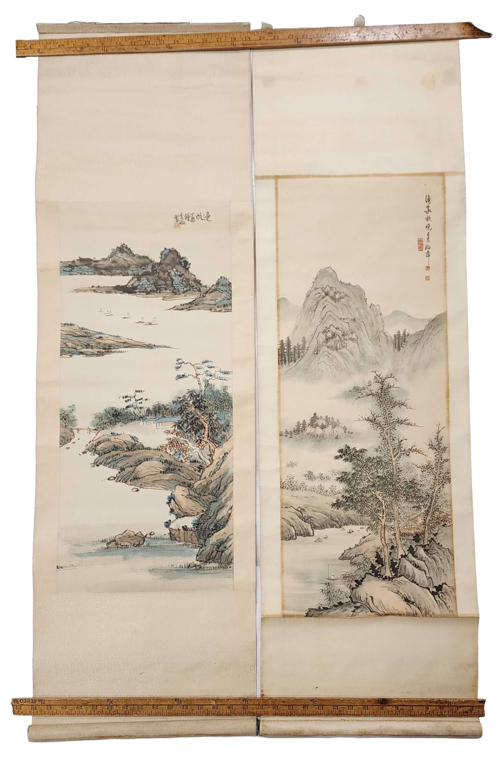 Lot lof 2 Chinese Landscape Scroll Paintings (1 of 4)