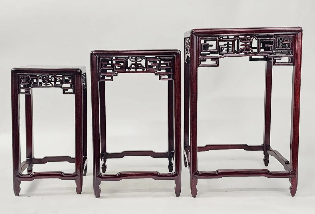 Set of 3 Chinese Export Stacking Wooden Stands (1 of 8)
