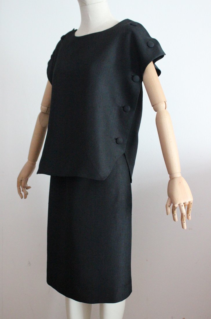 Givenchy Haute Couture Two Piece Black Silk Suit, (1 of 4)