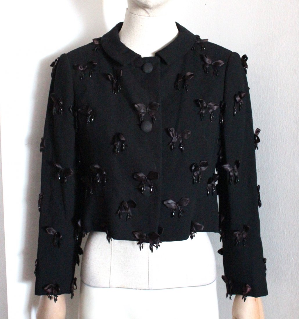 Bill Blass for Maurice Rentner Beaded Black Wool Jacket (1 of 4)