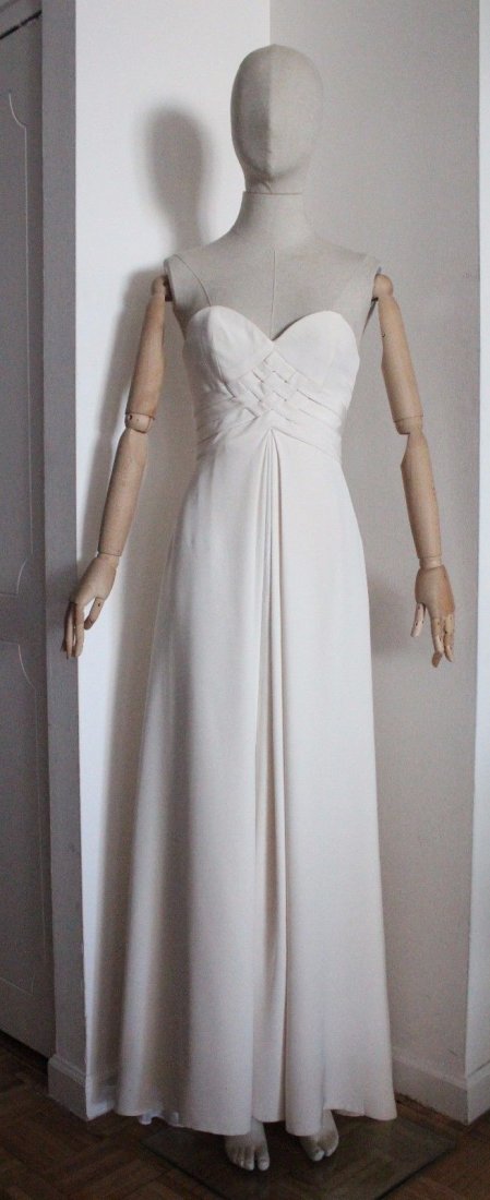 Bill Blass Haute Couture Runway Cream Ivory Silk Dress (1 of 8)