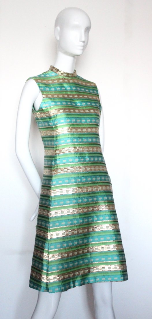 Mollie Parnis Silk & Metallic Brocade Mod Dress,c.1960s (1 of 3)