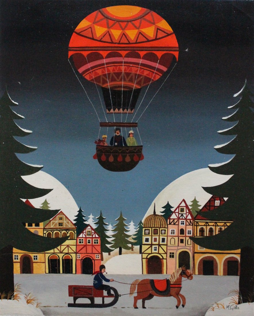 M. Gallo Signed 'Winter Scene with Balloon and Horse' (1 of 2)