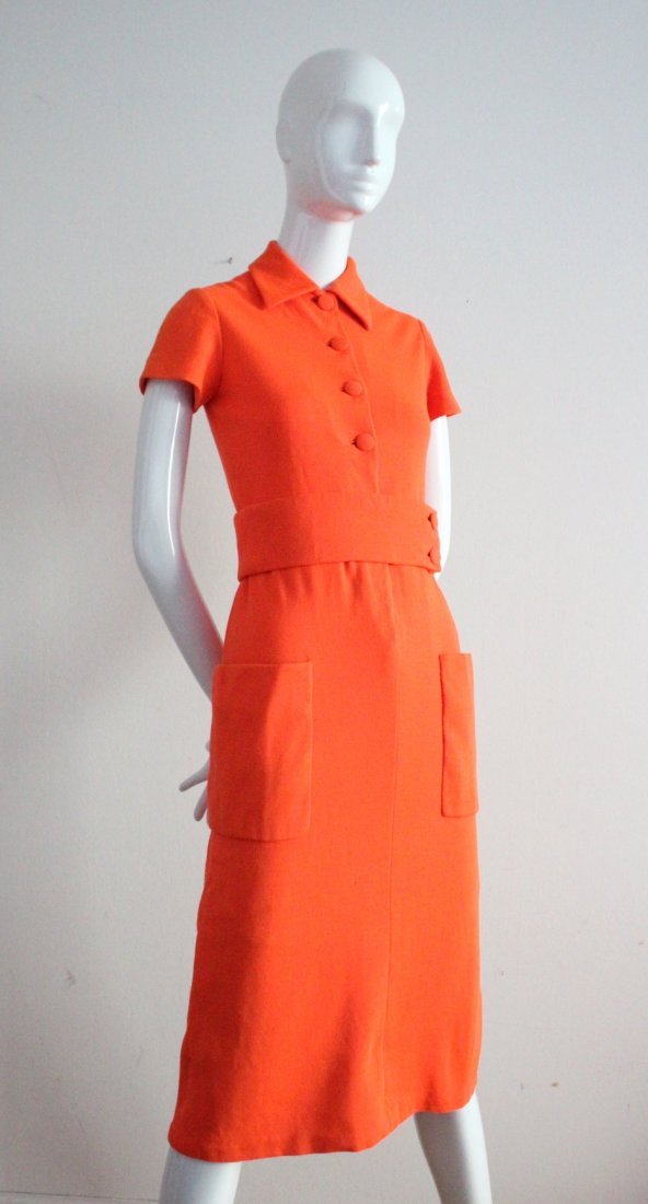 Norman Norell Orange Wool Jersey Dress, c.1960's (1 of 3)