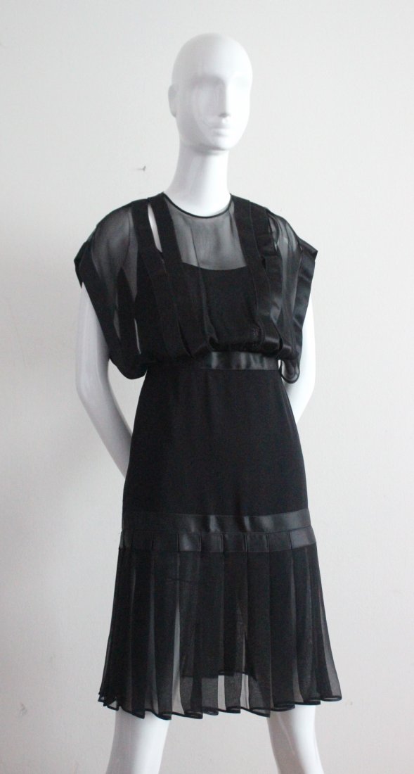 Galanos Couture Black Silk Chiffon Dress, c.1990's (1 of 2)