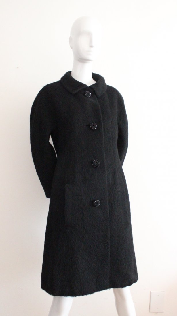 Givenchy Haute Couture Black Wool Coat, c.1963 (1 of 7)