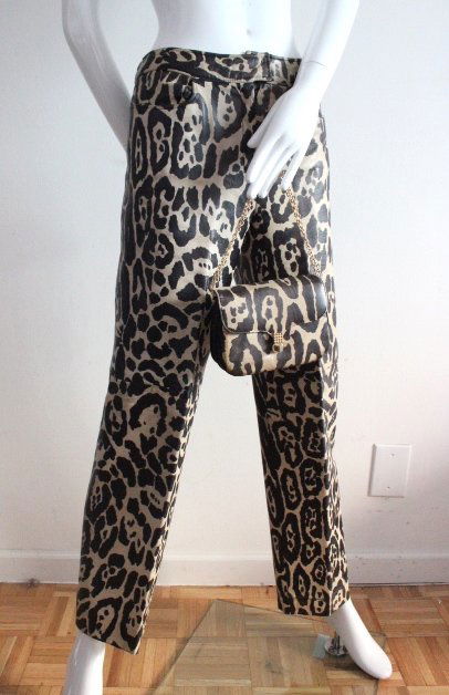Animal Print Leather Pants with Matching Bag,late 1960s (1 of 5)