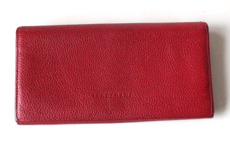 Longchamp Veau Foulonne Checkbook Wallet: Longchamp Veau Foulonne Red Leather Checkbook Wallet