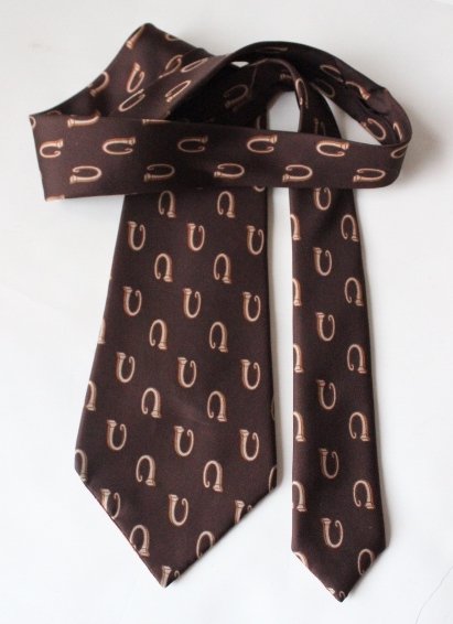 Gucci Bronw Logo Print Silk Mens Tie, c.1970's (1 of 3)
