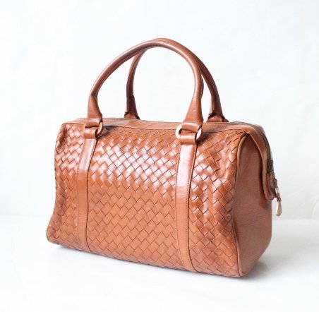 Saks Fifth Avenue Basket Weave Leather Bag, c.1980's (1 of 3)