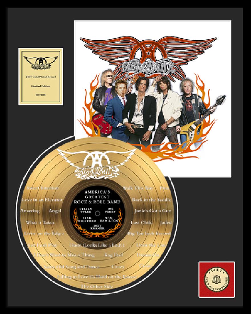 AEROSMITH ''America's Greatest Rock & Roll Band'' Gold: Gov. File: S-00119 AEROSMITH "America's Greatest Rock and Roll Band" Framed Gold Record Shipping: $24.95