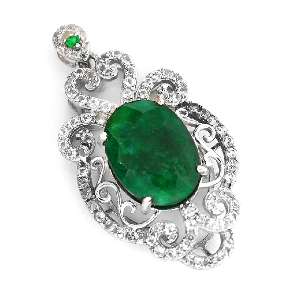 APP: 3k 9.08CT Green Beryl Emerald And Topaz Platinum: Gov. File: 93781 9.08CT Green Beryl Emerald And Topaz Platinum Over Sterling Silver Pendant Retail Replacement Value: $3.0K Asset Type: Pendant Shipping: $19.95