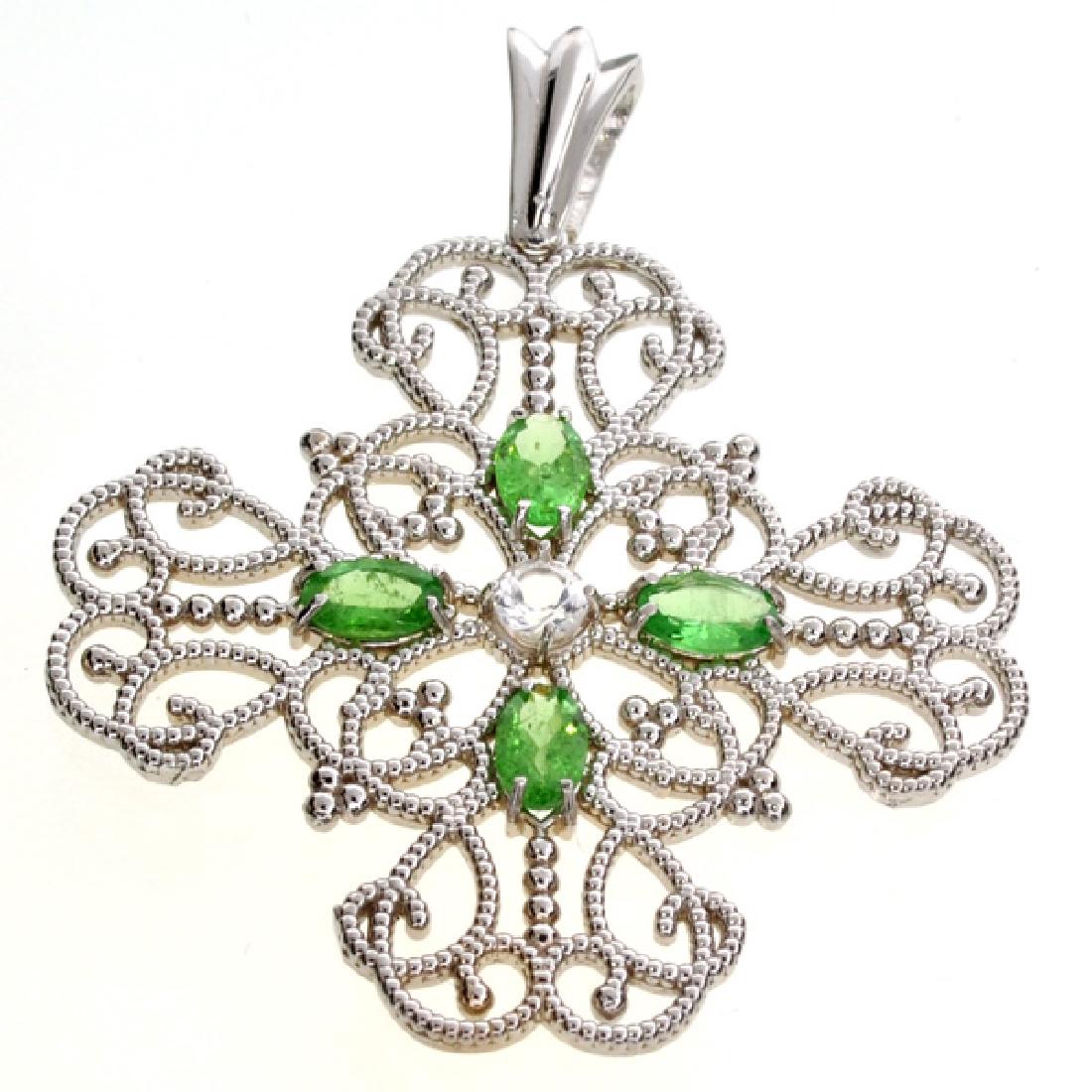 APP: 5.7k 14kt White Gold 2.17CT Tsavorite and Topaz: Gov. File: 64827 14kt White Gold 2.17CT Tsavorite and Topaz Pendant Retail Replacement Value: $5.7K Asset Type: Pendant Shipping: $19.95