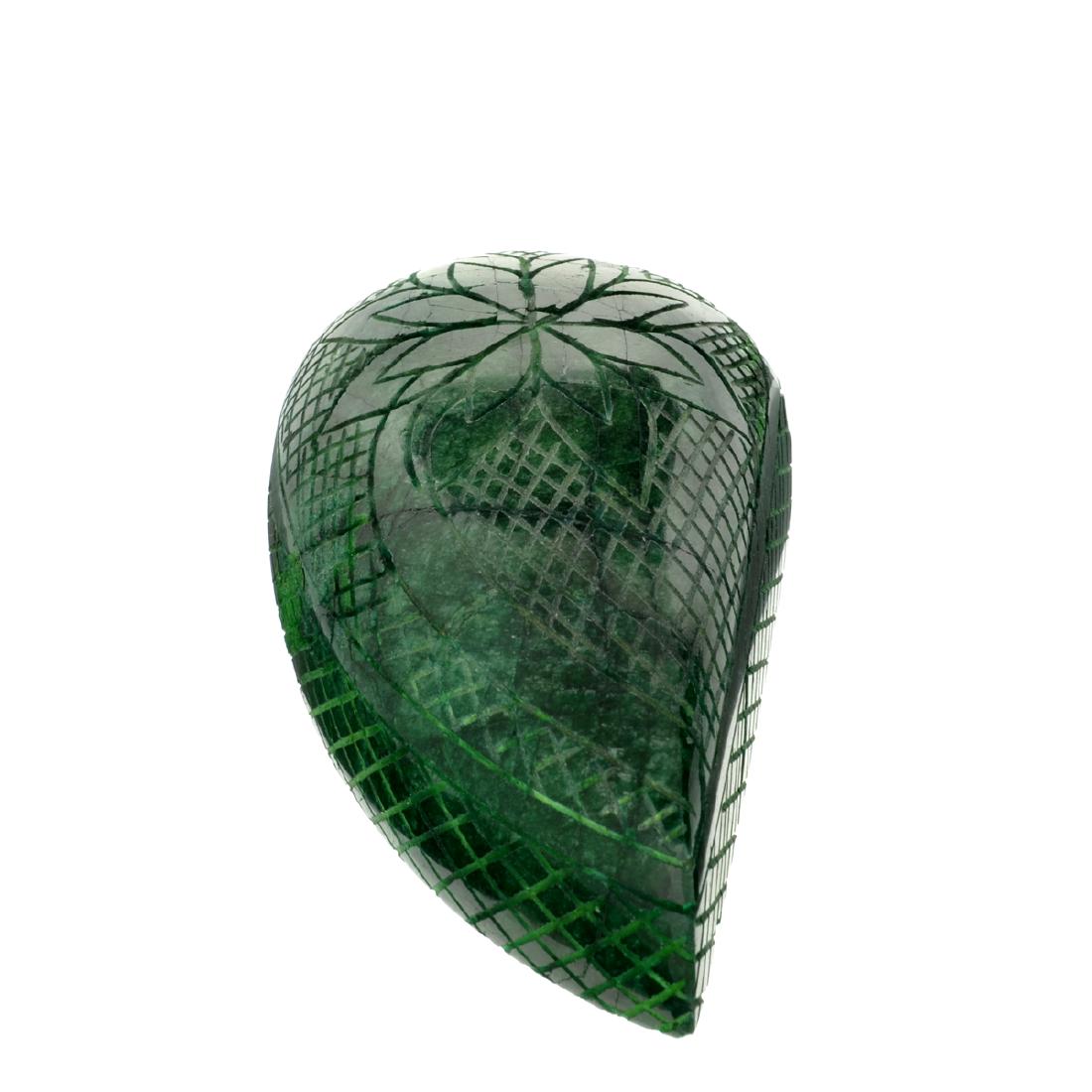 APP: 10k 3,157.00CT Pear Cut Carved Green Beryl Emerald: Gov. File: H-15863 3,157.00CT Pear Cut Carved Green Beryl Emerald Gemstone Retail Replacement Value: $10.0K Asset Type: Gemstone Shipping: $19.95