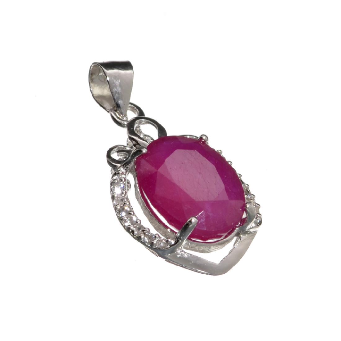 APP: 3.4k Fine Jewelry 4.60CT Ruby And Colorless Topaz: Gov. File: H-15683 Fine Jewelry 4.60CT Ruby And Colorless Topaz Platinum Over Sterling Silver Pendant Retail Replacement Value: $3.5K Asset Type: Pendant Shipping: $19.95