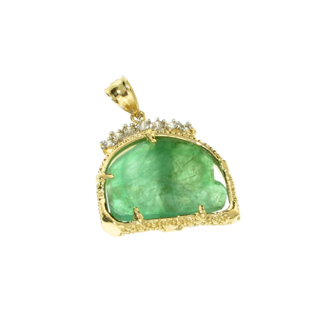 APP: 14.8k Fine Jewelry 14KT Gold, 6.67CT Rare Natural: Gov. File: H-12626 Fine Jewelry 14KT Gold, 6.67CT Rare Natural Form Green Beryl Columbian Emerald And Diamond Pendant Retail Replacement Value: $14.9K Asset Type: Pendant Shipping: $19.95