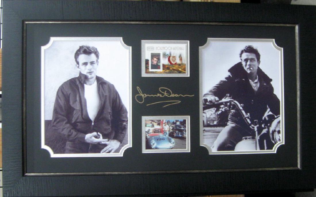 Engraved James Dean Signature With Real Swatch of: Gov. File: M-04821 Engraved James Dean Signature With Real Swatch of Clothing Asset Type: Movie Shipping: $24.95. Item may be pick up only, or require additional shipping charges due to weight or size